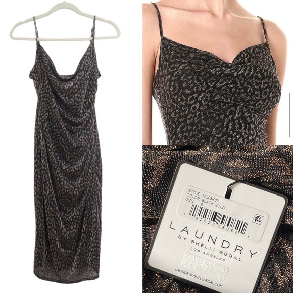 Laundry By Shelli Segal Dresses & Skirts - Laundry Leopard Runched Slip Midi Dress NWT